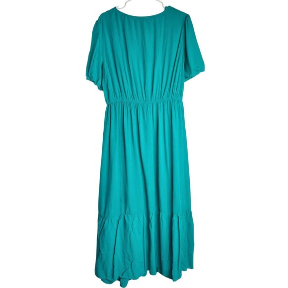 Rustydustty Womens 2XL Teal Dress With Button Detail 100% Viscose - Picture 2 of 7